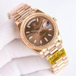 Rolex Daydate 40mm 3255 Movement Rose Gold Bracelet Green/White/Rose Gold/Brown Face Watch